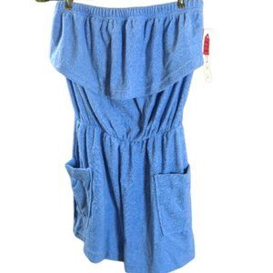 NWT Vintage Terrycloth Romper Jumper Gloria's Fashions Coverup Blue - Large